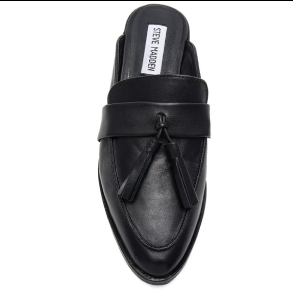 Steve Madden Magan Black Leather Mule Slides, 7.5